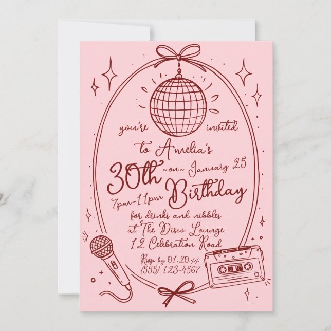 Invitation à une soirée karaoke pour un anniversai (Devant)