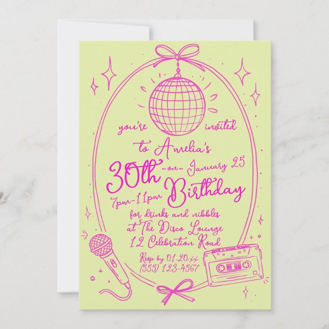 Invitation à une soirée karaoke pour un anniversai (Devant)