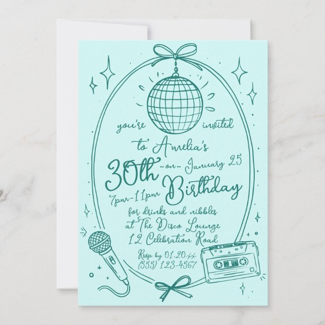 Invitation à une soirée karaoke pour un anniversai (Devant)
