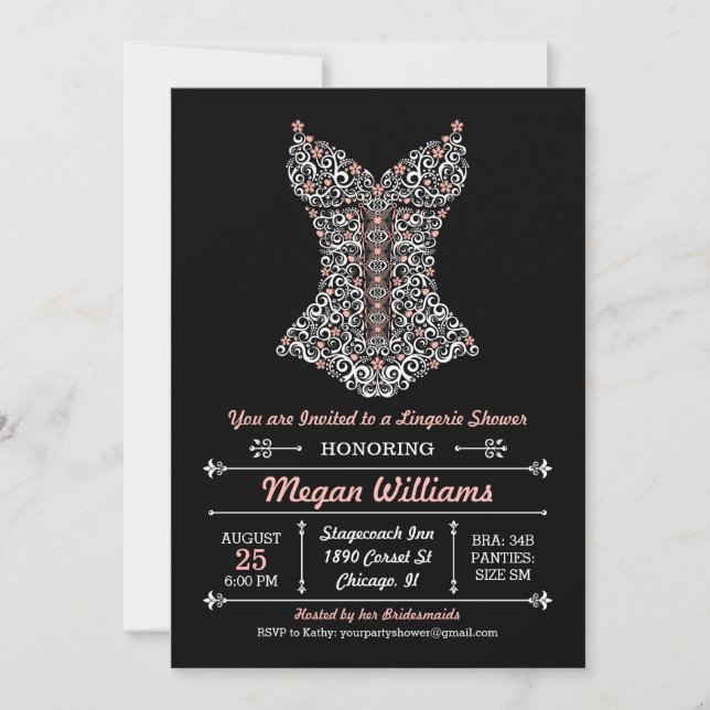 Invitation à une soirée lingerie sur fond noir (Devant)