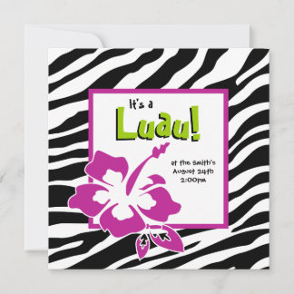 Invitation à une soirée Luau Hibiscus Zèbre Lime V
