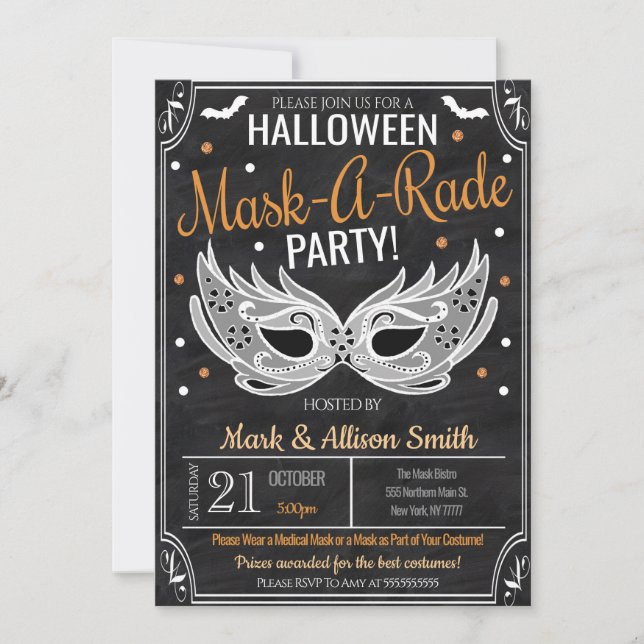 Invitation à une soirée masquée Halloween (Devant)