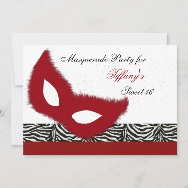 Invitation à une soirée masquée pour les 16 ans (Devant)