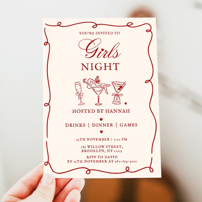 Invitation à une soirée moderne entre filles en ro (Créateur téléchargé)