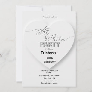 Invitation à une soirée ou une fête tout en blanc