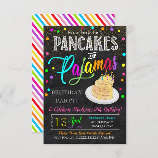 Invitation à une soirée Pancakes et Pyjamas (Devant / Derrière)