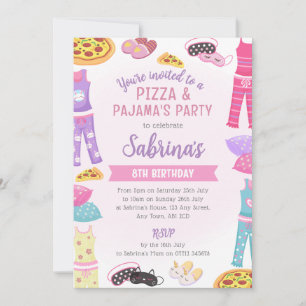 Invitation à une soirée pizza et pyjama pour fille