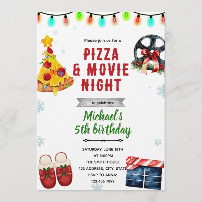 Invitation à une soirée pizza et pyjama pour un fi (Devant)