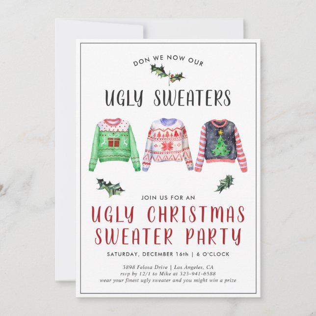 Invitation à une soirée pull de Noël laid (Devant)
