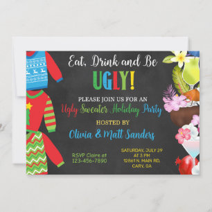 Invitation à une soirée pull de Noël laid.