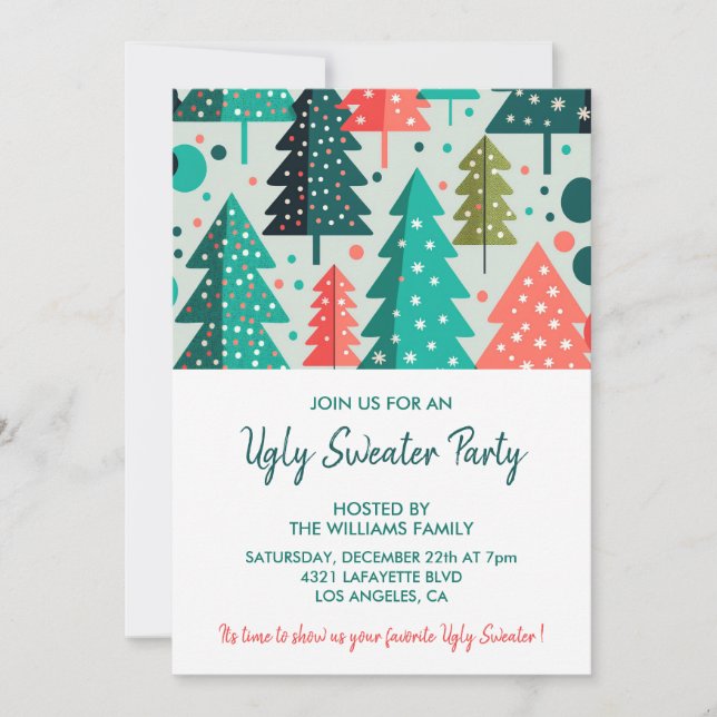 Invitation à une soirée pull moche Forêt Chute de  (Devant)