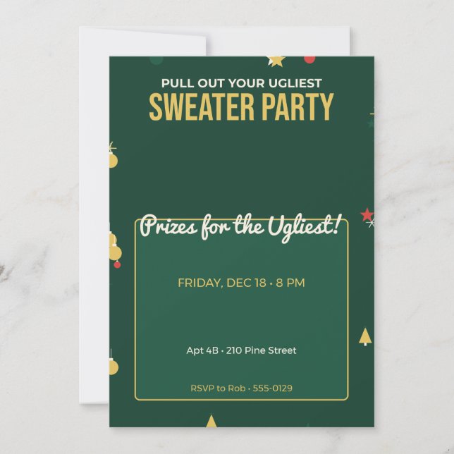 Invitation à une soirée pull moche Noël Fêtes (Devant)