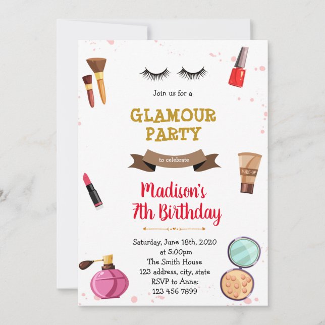 Invitation à une soirée pyjama au spa de maquillag (Devant)