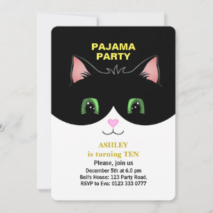Invitation à une Soirée Pyjama & Chat Smoking Mign