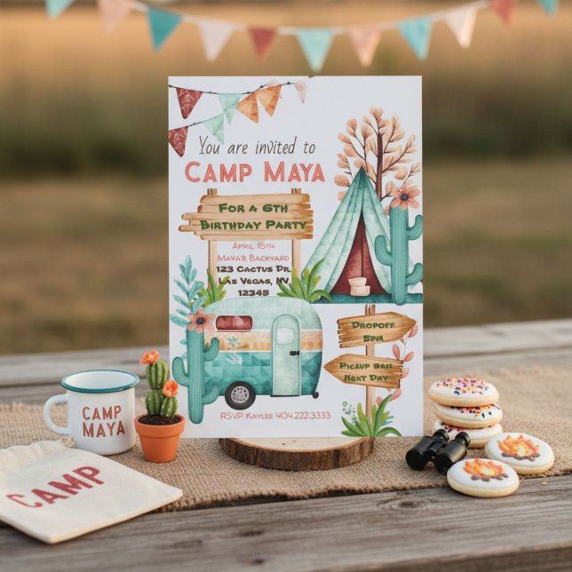 Invitation à une soirée pyjama de camping pour fil (Créateur téléchargé)