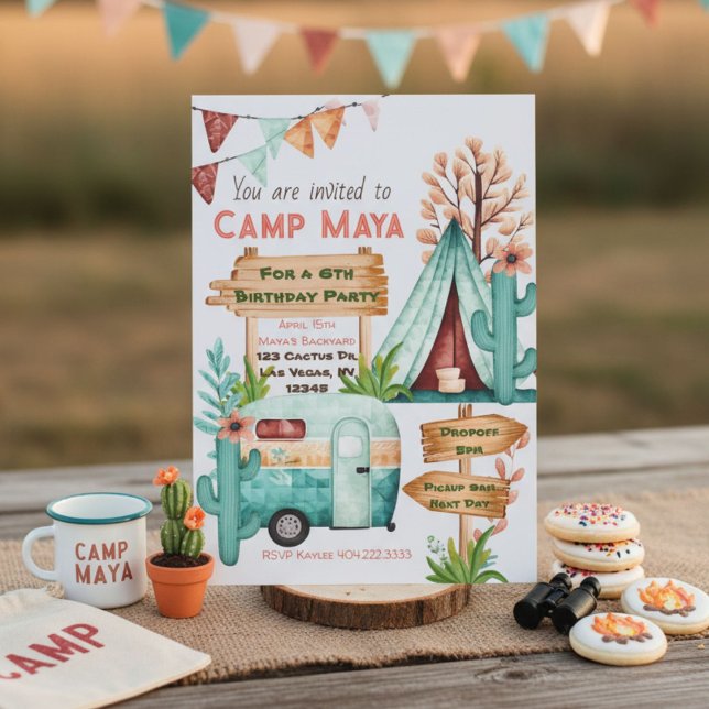Invitation à une soirée pyjama de camping pour fil (Créateur téléchargé)
