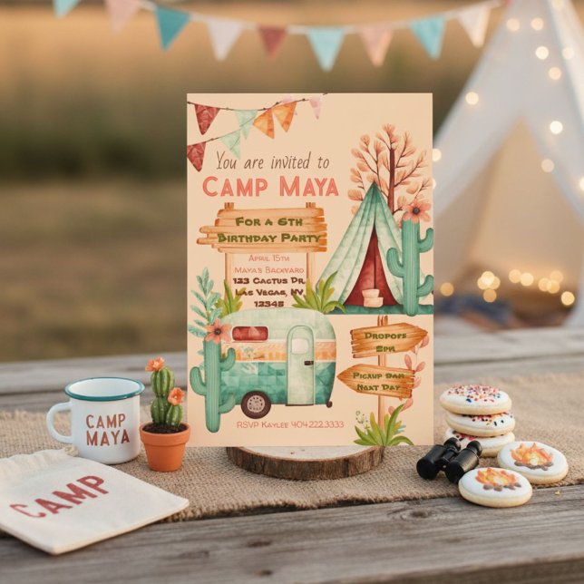 Invitation à une soirée pyjama de camping pour fil (Créateur téléchargé)
