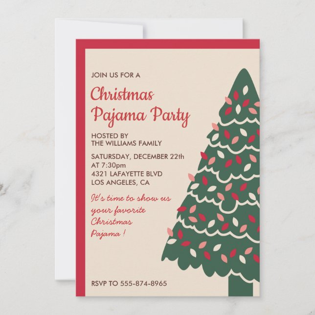 Invitation à une soirée pyjama de Noël Classique G (Devant)