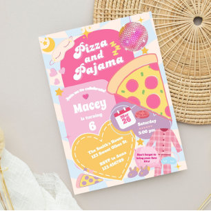 Invitation à une soirée pyjama et pizza entre fill