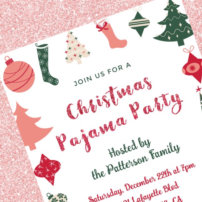 Invitation à une soirée pyjama pour adultes rose v (Créateur téléchargé)