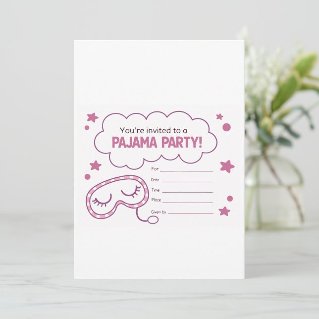 Invitation à une Soirée Pyjama pour Filles (Debout devant)