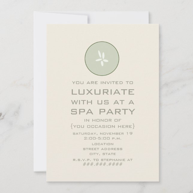 Invitation à une soirée Spa - Concombre (Devant)