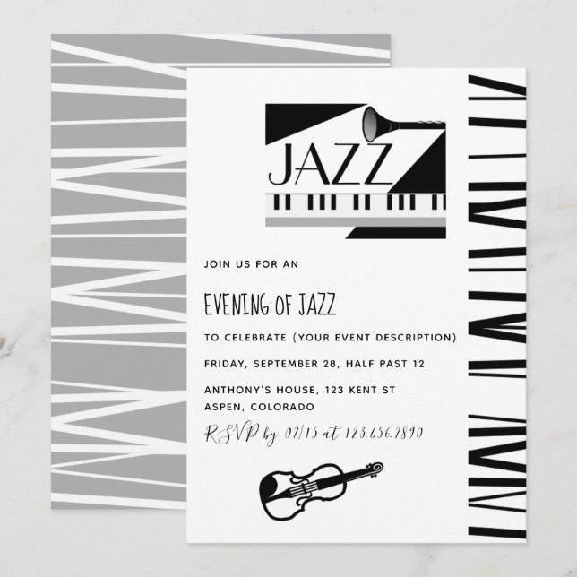 Invitation à une soirée sur le thème du Jazz Blues (Devant / Derrière)