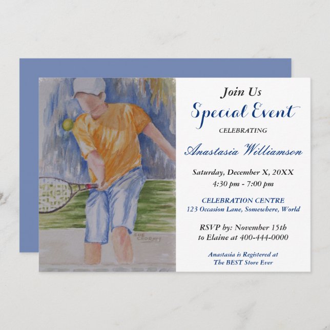 INVITATION À UNE SOIRÉE TENNIS (Devant / Derrière)