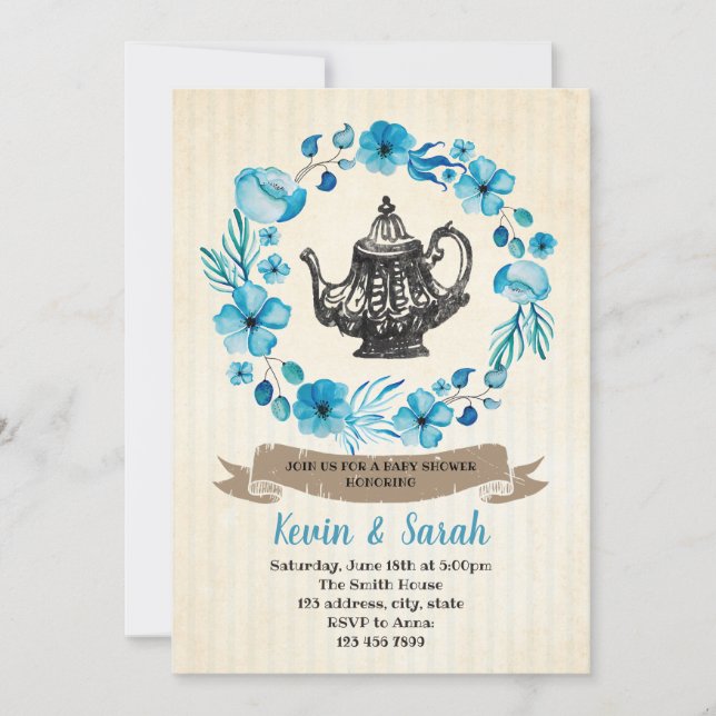 Invitation à une tea party pour garçon (Devant)