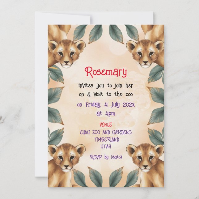 Invitation À Visiter Le Zoo (Devant)