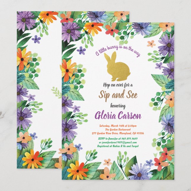 Invitation à voir et à boire avec le lapin de Pâqu (Devant / Derrière)