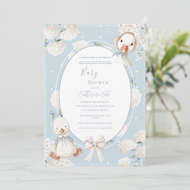 Invitation A Waddle Baby is on the Way Whimsical Baby Shower (Debout devant)