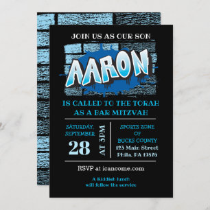 Invitation Aaron Votre Graffiti Nom Brick Wall Bar Mitzvah