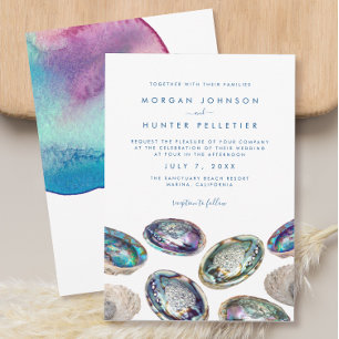 Invitation Abalone Shell coloré aquarelle plage Mariage