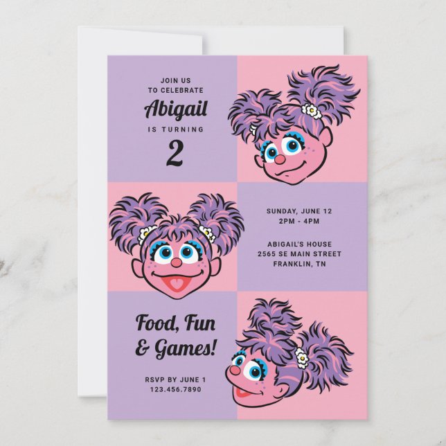 Invitation Abby Cadabby | Filles roses et violettes Anniversa (Devant)
