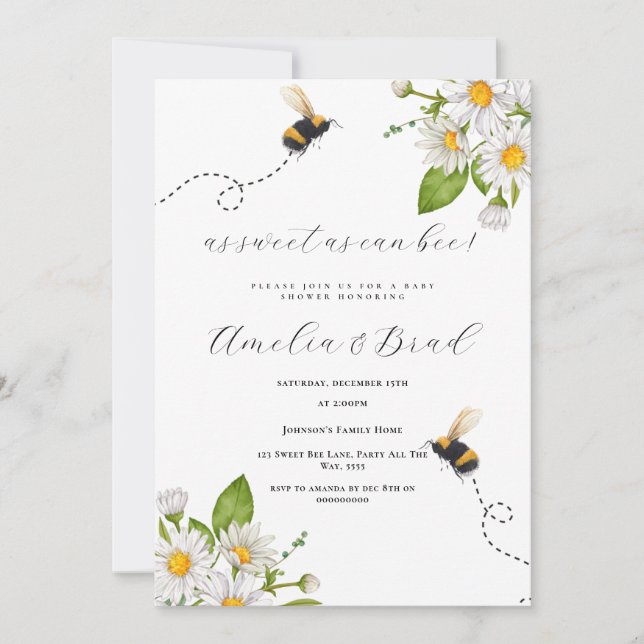 Invitation Abee Baby shower maman d'être aussi doux que peut  (Devant)