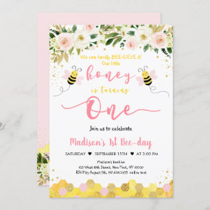 Invitation Abee Rose or Floral Girl Premier anniversaire