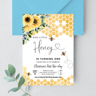 Invitation Abeille à miel 1ère fête d'anniversaire d'abeille