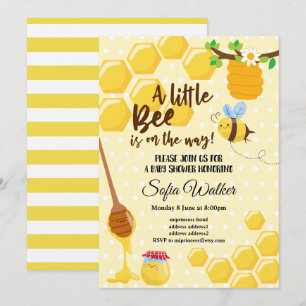Invitation abeille, abeille miel, peigne de miel, baby shower