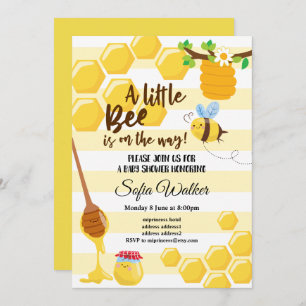 Invitation abeille, abeille miel, peigne de miel, baby shower