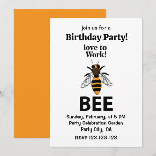Invitation Abeille Aimée Au Travail Abeille Anniversaire