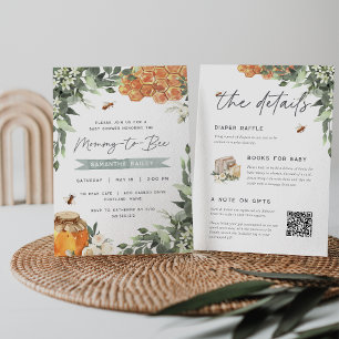 Invitation Abeille de miel à fleurs d'orange en un seul Baby