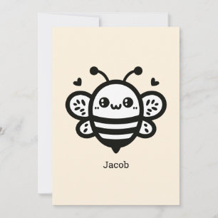 Invitation Abeille de miel doux - Kawaii Nursery Line Art