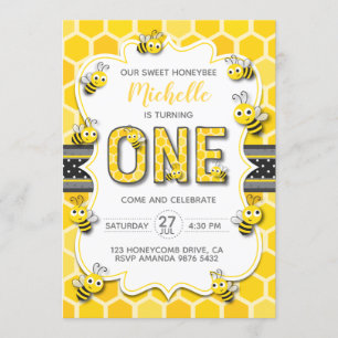 Invitation Abeille de miel doux premier anniversaire