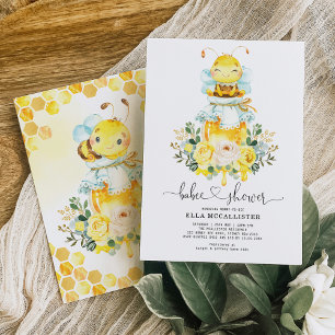 Invitation Abeille de miel mignonne   Baby shower de Roses Ja