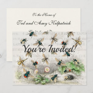 Invitation Abeille Reine Entomologie Botanique Vintage