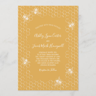 Invitation Abeilles et Golden Honeycomb Mariage