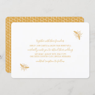 Invitation Abeilles et Golden Honeycomb Motif Mariage