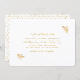 Invitation Abeilles et Golden Honeycomb Motif Mariage 2