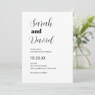 Invitation Abigail Font classique chic noir et blanc mariage